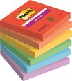 Post-it - 6 Blocs notes de 90 feuilles Super Sticky Playful - couleurs assorties - 76 x 76 mm