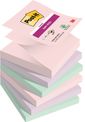 Post-it - 6 Blocs Z-Notes Super Sticky Soulful - couleurs assorties - 76 x 76 mm