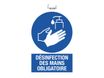 Exacompta - Panneau de signalisation adhésif - Désinfection des mains obligatoire - 230 x 330 mm - bleu