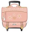Cartable à roulettes KIP Daisy 38 cm - 2 compartiments - rose poudré - Kid'Abord