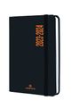 Agenda à élastique Alabama - 1 jour par page - 12,5 x 17,5 cm - noir et orange - Oberthur