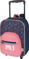 Petit Sac à dos à roulettes Chaton - 1 compartiment - corail et marine - Oberthur