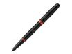 Parker Vibrant - Stylo plume noir - pointe fine - bague orange vif