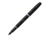 Parker Vibrant - Stylo plume noir - pointe fine - bague violet améthyste