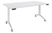 Table de réunion abattantes - L140 x P80 cm - pied blanc - plateau blanc perle