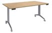Table de réunion abattantes - L140 x P80 cm - pied alu - plateau imitation chêne clair