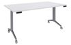 Table de réunion abattantes - L140 x P80 cm - pied alu - plateau blanc perle