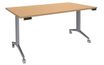 Table de réunion abattantes - L140 x P80 cm - pied alu - plateau imitation hêtre