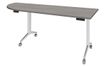 Table de réunion abattantes angle à gauche - L200 x P80 cm - pied blanc - plateau imitation chêne gris
