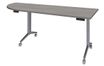 Table de réunion abattantes angle à gauche - L200 x P80 cm - pied alu - plateau imitation chêne gris