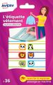 Avery - 36 étiquettes vêtements - 45 x 13 mm - animaux