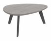 Table basse galet - L100xH42xP90/80 - pied carbone - plateau imitation chêne gris