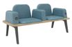 Banquette ILO - 2 places L172xP67cm -  carbone - structure chêne clair - tissu bleu guède