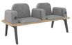 Banquette ILO - 2 places L172xP67cm -  carbone - structure chêne clair - tissu gris chiné