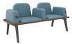 Banquette ILO - 2 places L172xP67cm -  carbone - structure noyer - tissu bleu guède