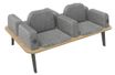 Banquette ILO - 4 places L172xP114cm -  carbone - structure chêne clair - tissu gris chiné