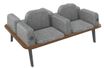Banquette ILO - 4 places L172xP114cm -  carbone - structure noyer - tissu gris chiné