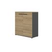 Armoire mi-haute CONNEXION - L80 x H109 x P45 - 2 portes - 2 étagères - Chêne/anthracite
