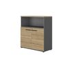 Armoire mi-haute CONNEXION - L80 x H109 x P45 - 2 portes - 1 étagère - 1 niche - Chêne/anthracite