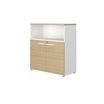 Armoire mi-haute CONNEXION - L80 x H109 x P45 - 2 portes - 1 étagère - 1 niche - Chêne/blanc