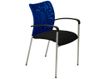 Lot de 4 chaises JULIA - avec accoudoirs - assise noire et dossier bleu