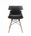 Lot de 4 chaises TESS - pieds bois et acier noir - noir