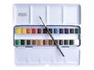 Lefranc Bourgeois - 24 Demi-godets de peinture aquarelle fine avec pinceau et palettte - boîte métal - couleurs assorties