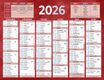 Calendrier bancaire année civile BOUCHUT "205 Rouge" 13,5 x 17,5 cm coloris rouge Pefc 70 %