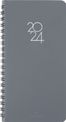 Agenda de poche spiralé Portland - 1 semaine sur 2 pages - 9,5 x 17 cm - gris - Oberthur