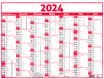 Calendrier Classique - 7 mois par face - 21 x 26,5 cm - rouge - Oberthur
