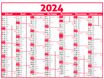 Calendrier Classique - 7 mois par face - 43 x 55 cm - rouge - Oberthur