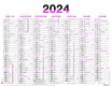 Calendrier Fluo - 7 mois par face - 21 x 26,5 cm - rose - Oberthur