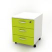 Caisson mobile - 3 tiroirs - L41xP50xH52,2 cm - structure blanche, façade verte