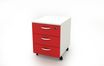 Caisson mobile - 3 tiroirs - L41xP50xH52,2 cm - structure blanche, façade rouge