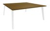 Bureau double STEELY - L140 cm - Bureau de départ - Pieds blancs - plateau imitation noyer