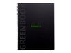 RhodiActive Greenbook - Cahier à spirale 100% recyclé - A4+ (22,5 x 29,7 cm) - 160 pages 90 g/m² - ligné - noir