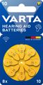 VARTA - Lot de 8 piles auditives ZA10/PR70 - 105 mAh