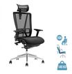 Fauteuil de bureau VASEAT - accoudoirs réglables - appui-tête intégré - assise en tissu - noir