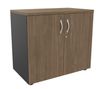 Armoire basse IDRA/DUAL - H72 x L80 x P47 - 2 portes - Corps anthacite - Dessus et portes imitation noyer