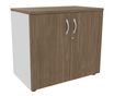 Armoire basse IDRA/DUAL - H72 x L80 x P47 - 2 portes - Corps blanc - Dessus et portes imitation noyer