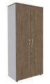 Armoire haute IDRA/DUAL - H180 x L80 x P47 - 2 portes - Corps alu - Portes et dessus imitation noyer