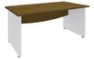 Bureau droit DUAL - L180 - Pieds blanc - plateau imitation noyer
