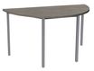 Table de réunion Demi-lune - 160 x 80 cm - Pieds carrés aluminium - imitation chêne gris