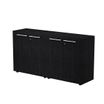 Armoire basse double Flora - L162,8xP43xH81,4 cm - portes mélaminés - 2 étagères - frêne noir