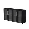 Armoire basse double Flora - L162,8xP43xH81,4 cm - portes vitrées- 2 étagères - frêne noir