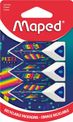 Maped Pixel Party - Blister de 3 gommes pyramide - coloris assortis
