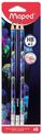 Maped Deepsea Paradise - Blister de 6 Crayons graphite HB (40% de matière recyclée) - embout gomme - coloris assortis