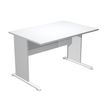 Bureau droit Trend - L120 - Pieds bois - plateau blanc