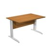Bureau droit Trend - L120 - Pieds métals - plateau imitation aulne - pied alu