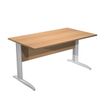 Bureau droit Trend - L140 - Pieds métals - plateau imitation hêtre - pied alu